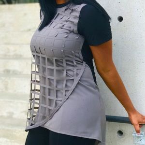 Long Waffle Cutout Tunic Top